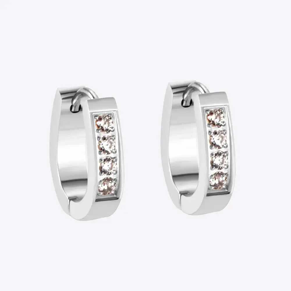 Trendy Oval Shape With Crystal Stainless Steel Ear Hoop Earrings For Women Party Jewellry Steel Earings pendientes asonjewelry