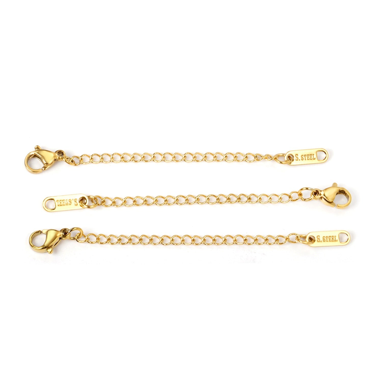 ASON 10pcs/lot Extended Extension Gold Tail Chain Stainless Steel Lobster Clasps Connector DIY Jewelry Making Bracelet Necklaces asonjewelry