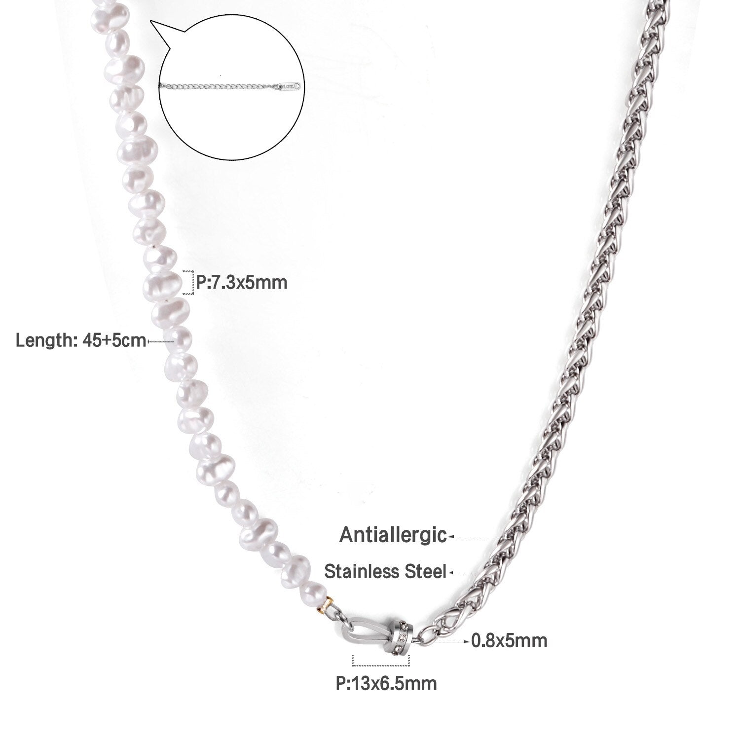 ASON Vintage Baroque Irregular Pearl Pendant Chain Necklace Stainless Steel Geometric Fashion Jewelry for Women Party Gift asonjewelry