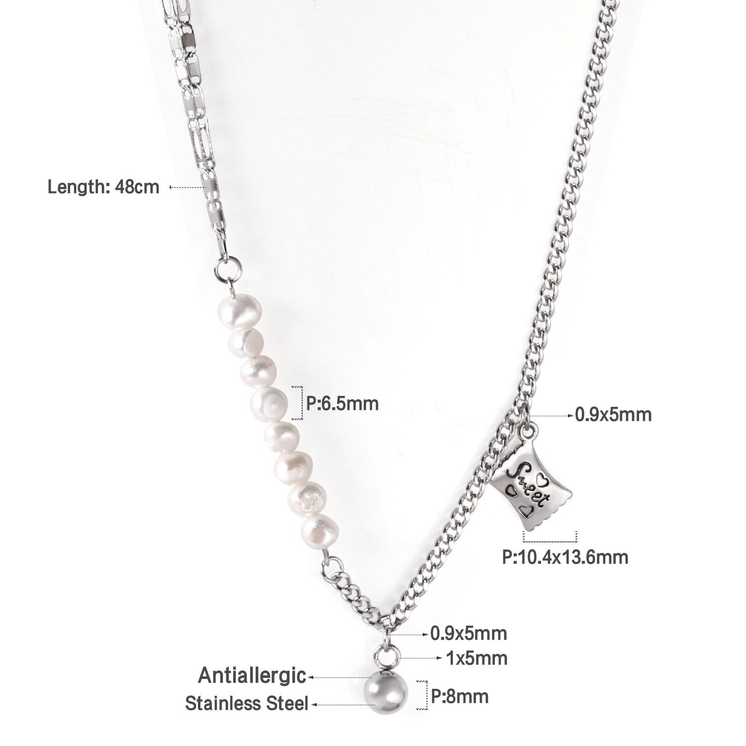 ASON Vintage Baroque Irregular Pearl Pendant Chain Necklace Stainless Steel Geometric Fashion Jewelry for Women Party Gift asonjewelry