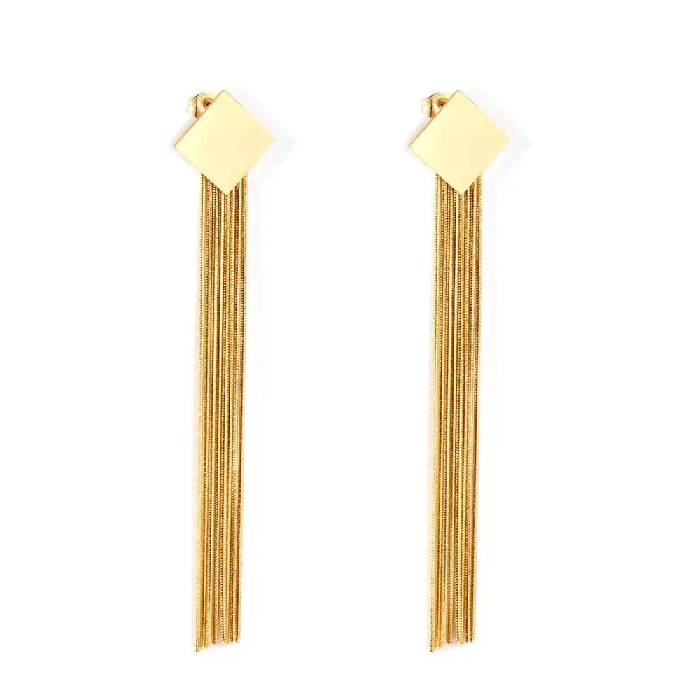 Vestido Jewelry Korean Style Wedding Tassel Drop Earrings Women Stainless Steel Dangle Earings Christmas Pendientes asonjewelry