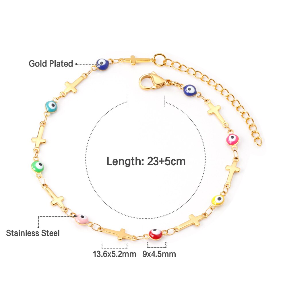 ASON Trendy Evil Eyes Charm Anklet 316L Stainless Steel Gold Color Foot Chain for Women Beach Jewelry Fashion Jewelry Gift asonjewelry