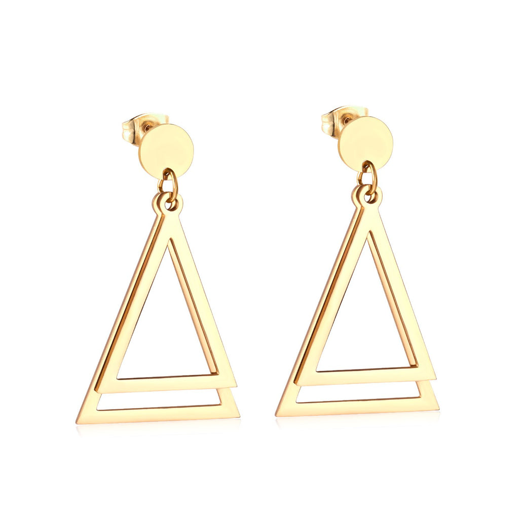 Brinco joyería Cuadrado coreano pendiente de gota triangular 2020 conjunto de pendientes colgantes de acero inoxidable para mujer
