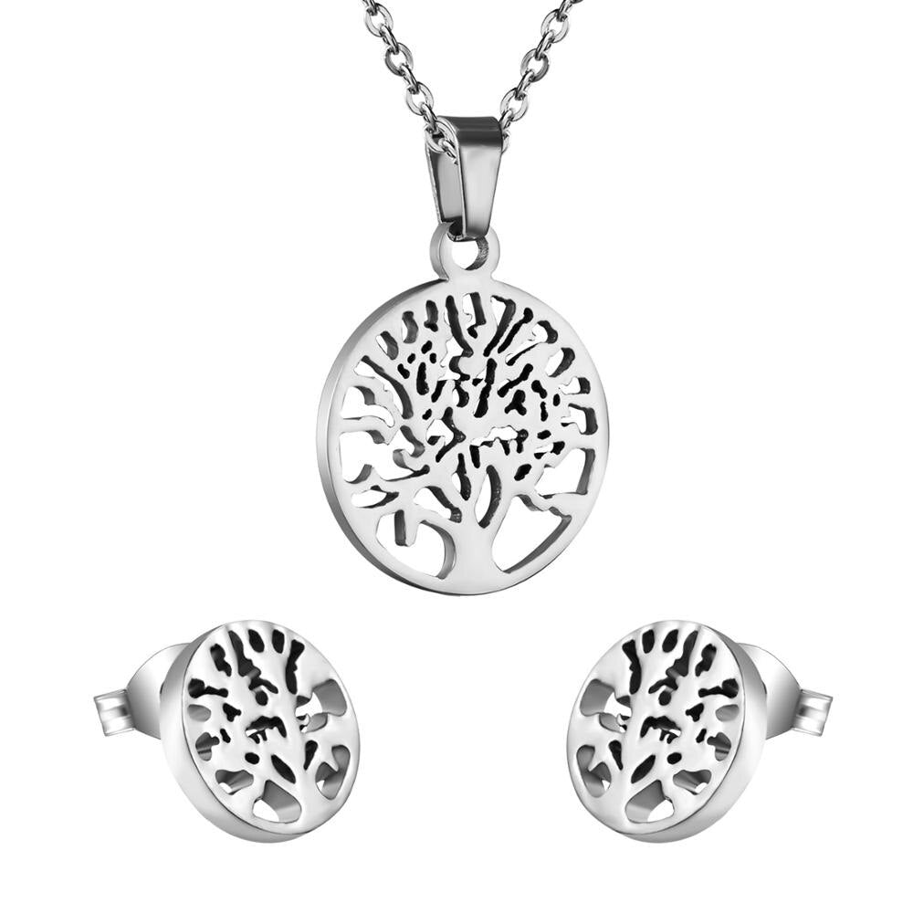 ASON Christmas Jewelry Sets Female Accessories Stainless Steel Tree Pendant Necklace Earring Sets Wholesale Party asonjewelry