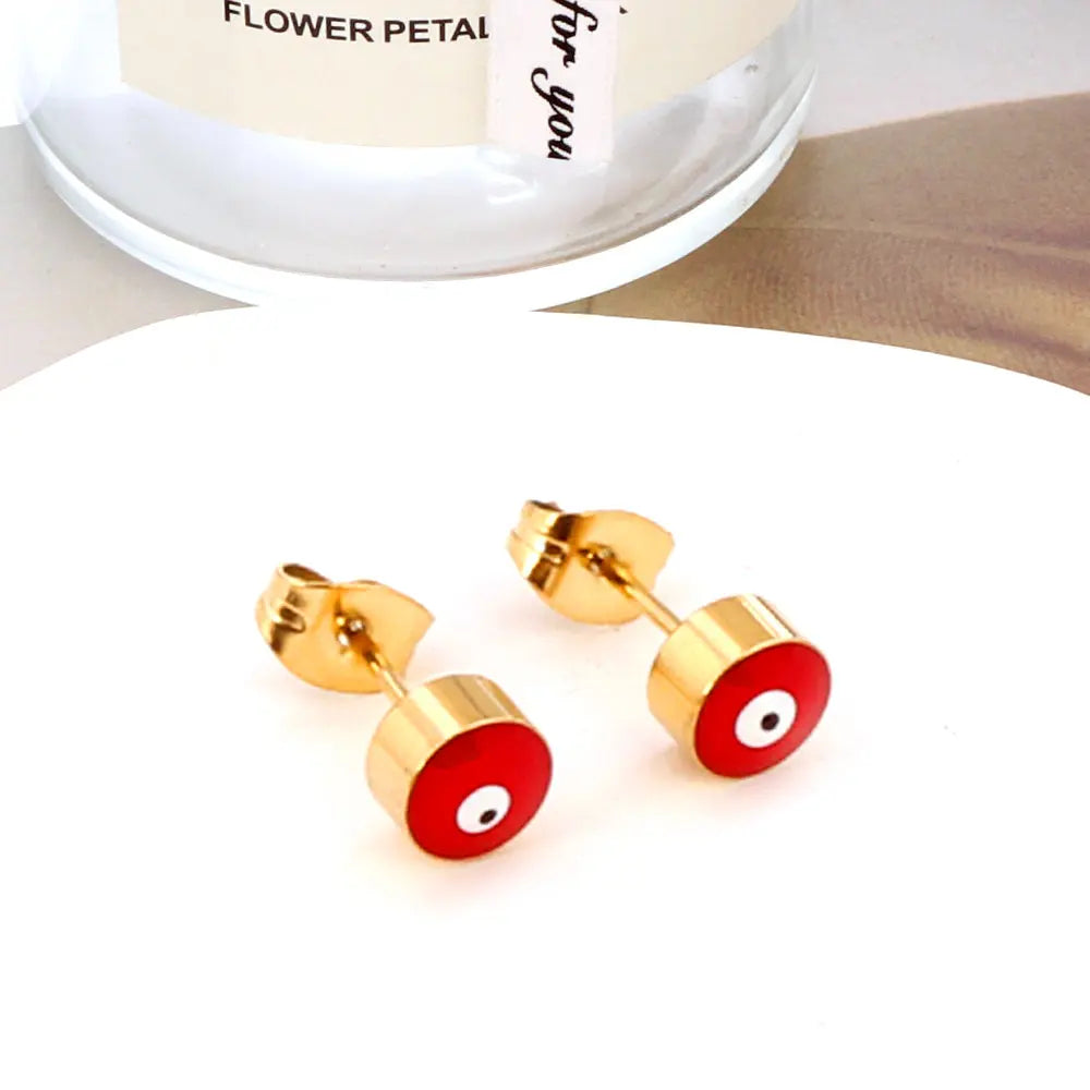 18k Gold Plated Red Cat Eye Stud Earrings asonjewelry