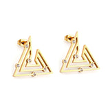 Pendientes Triángulo de Acero con 5 Diamantes
