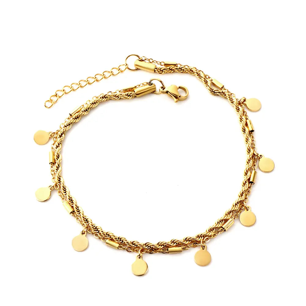 8 Round Accessories + Chain Double Chain Anklet asonjewelry