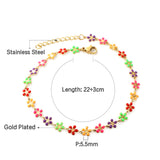 Stainless Steel 25 Mixed Color Peach Blossoms Anklet
