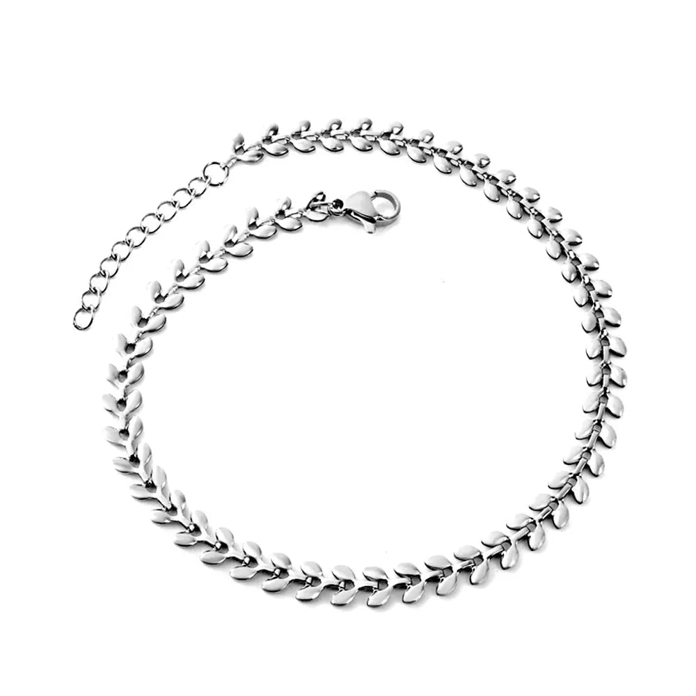 Stainless Steel 18k Gold Plated Sapling Anklet asonjewelry