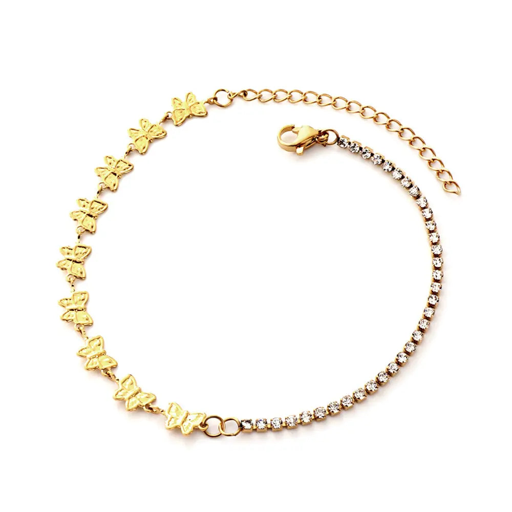 9 Butterflies With Diamonds Chain Anklet asonjewelry