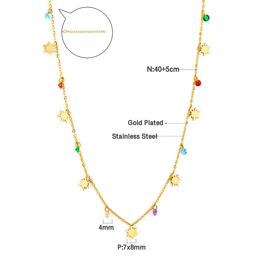 7 Lucky Star Accessories + 8 Mixed Color Diamonds Necklace