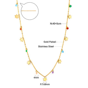 7 Lucky Star Accessories + 8 Mixed Color Diamonds Necklace