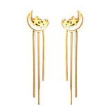 Stainless Steel White Shell Moon + Star with Length and Short Chain Earrings