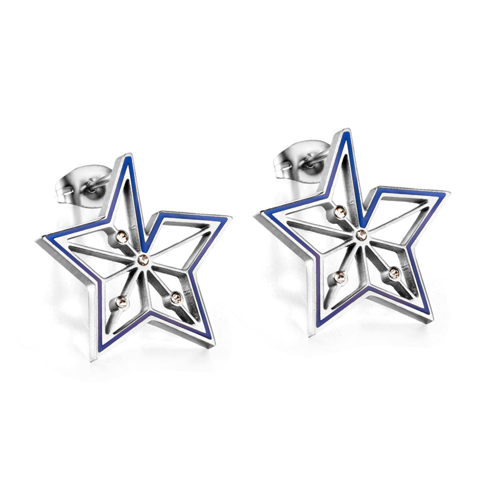 Pendientes huecos de pentagrama de acero inoxidable