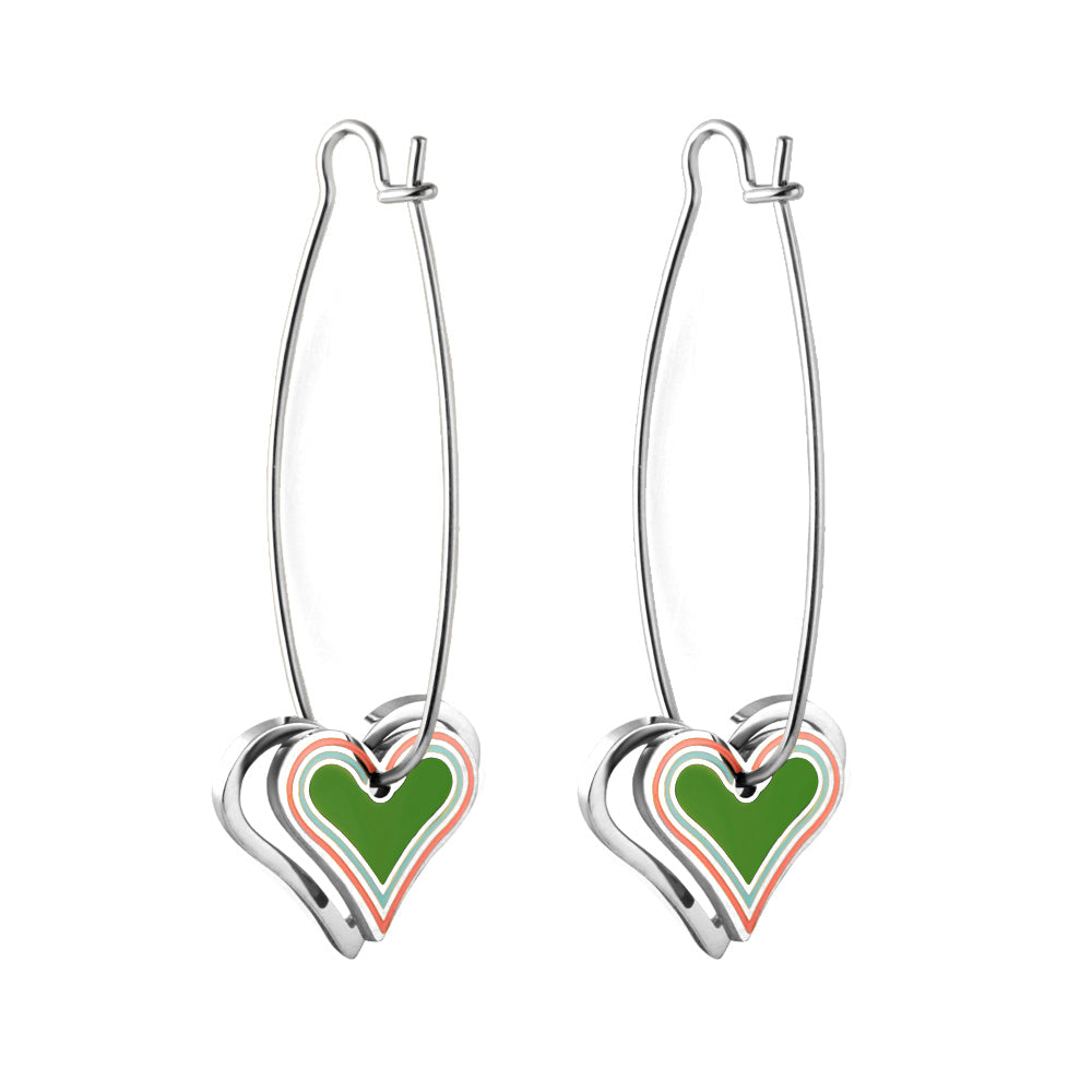 Heart-shaped Stainless Steel 18k Gold Plated Earrings for Women