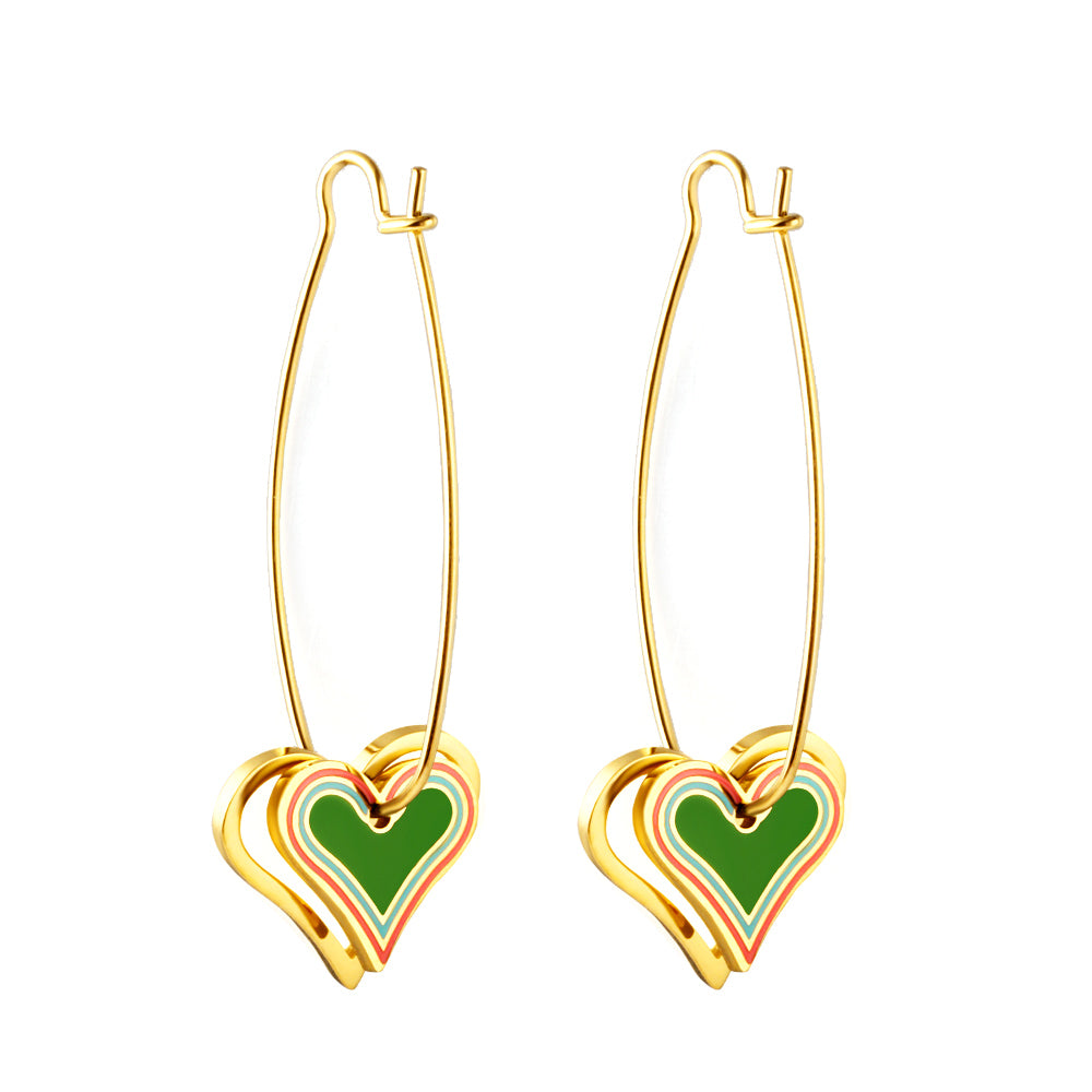 Heart-shaped Stainless Steel 18k Gold Plated Earrings for Women