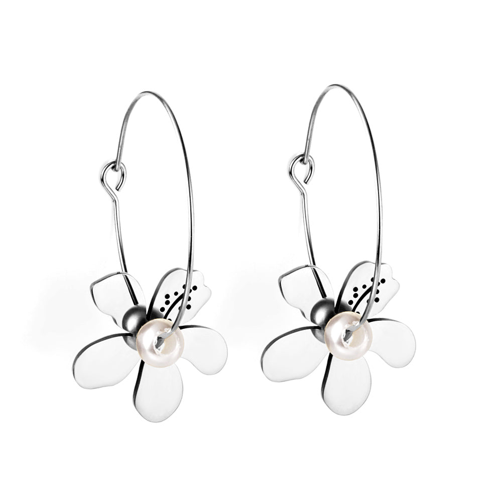 Wholesale Personalized Stainless Steel Peach Blossom Shape Earrings
