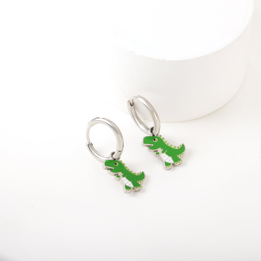 Stainless Steel 18k Gold Plated Dinosaur Earrings