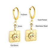 Stainless Steel Square Smiley Earrings