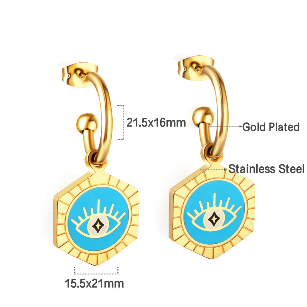 Stainless Steel Half Circle Steel Ball with Hexagon Blue Eyes