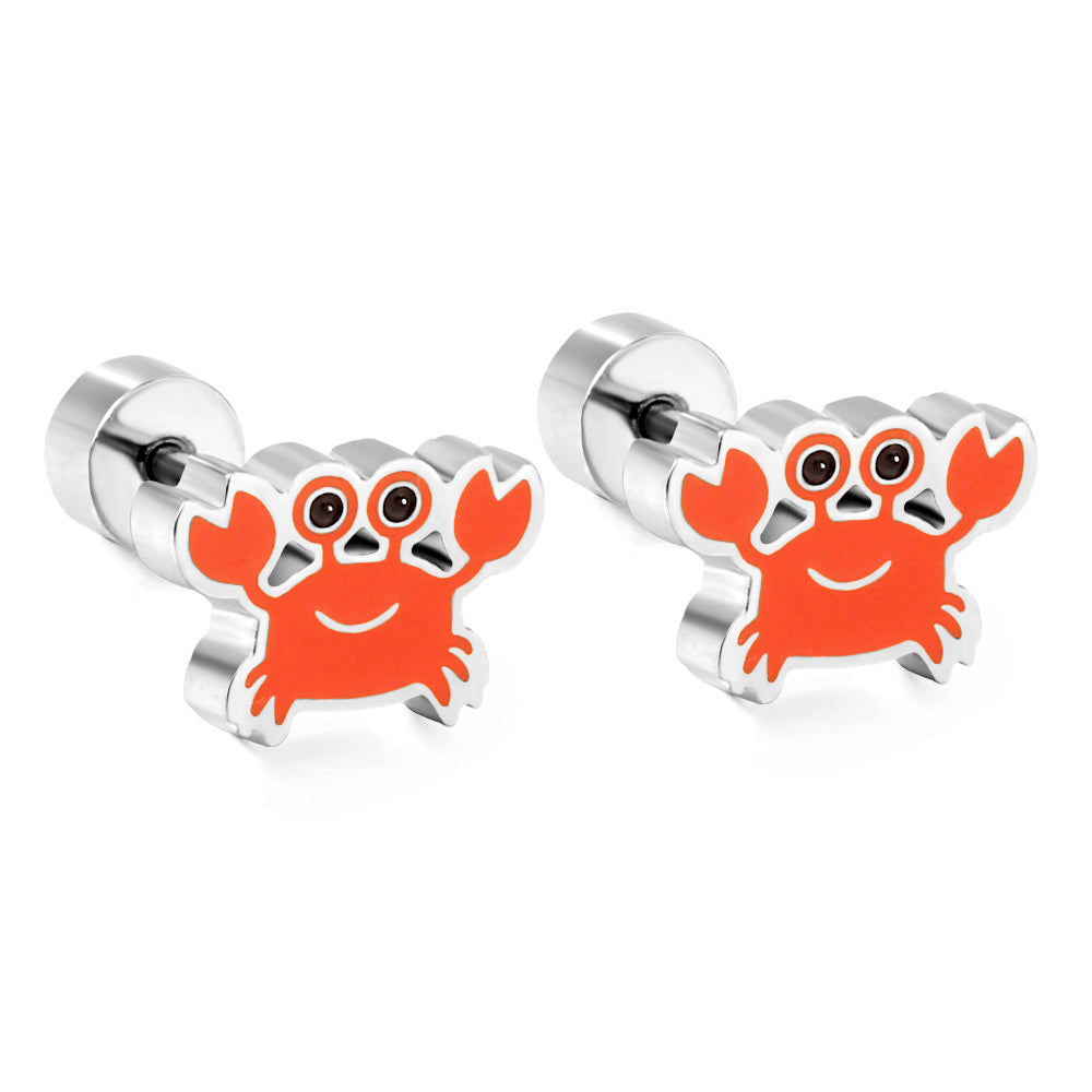Stainless Steel 18k Gold Plated Crab Spiral Stud Earrings