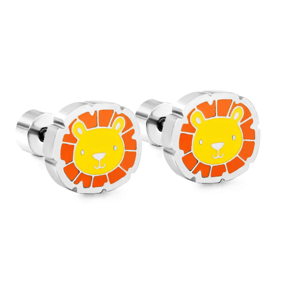 Stainless Steel 18k Gold Plated Lion Spiral Stud Earrings asonjewelry