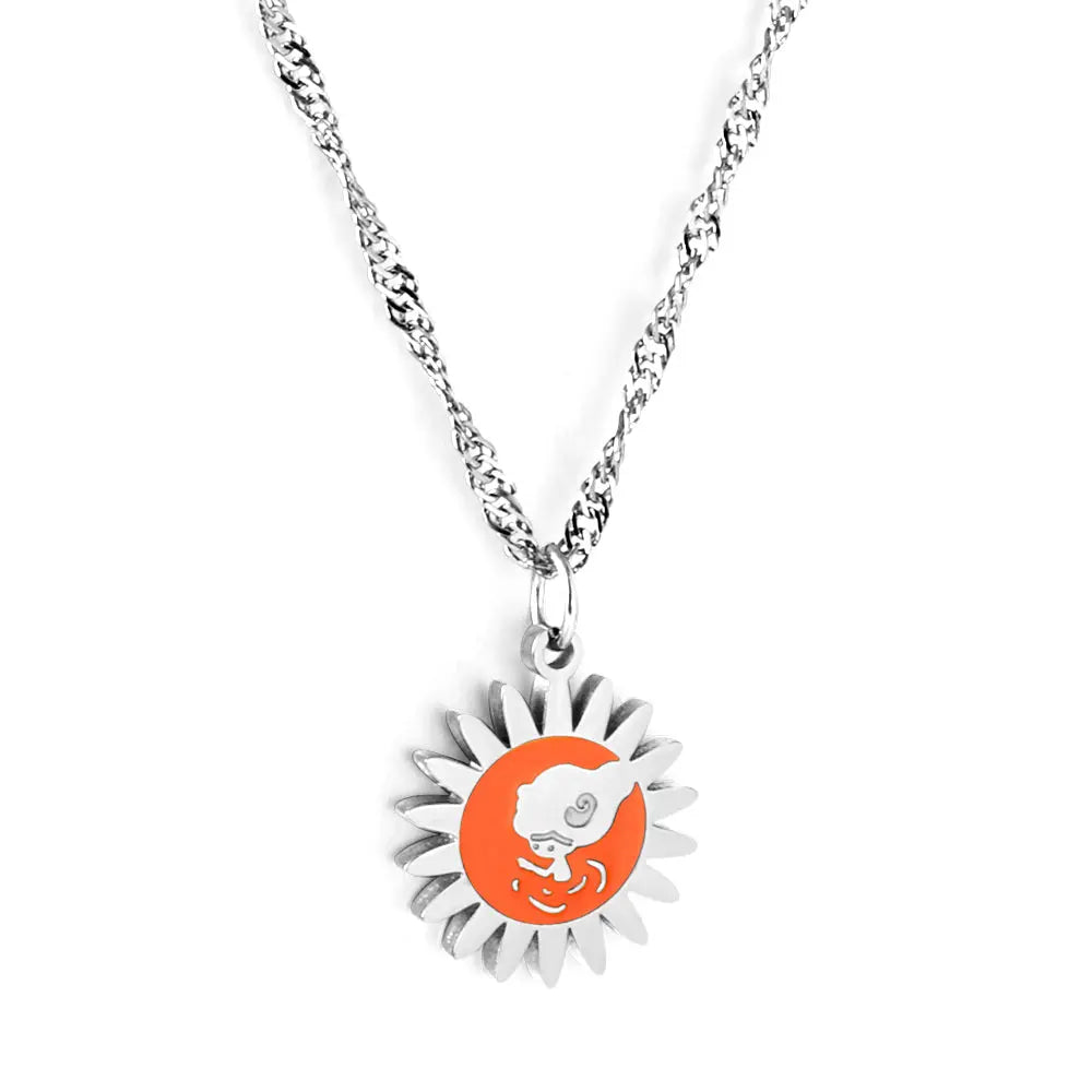 Stainless Steel Orange Sun Accessory Necklace asonjewelry