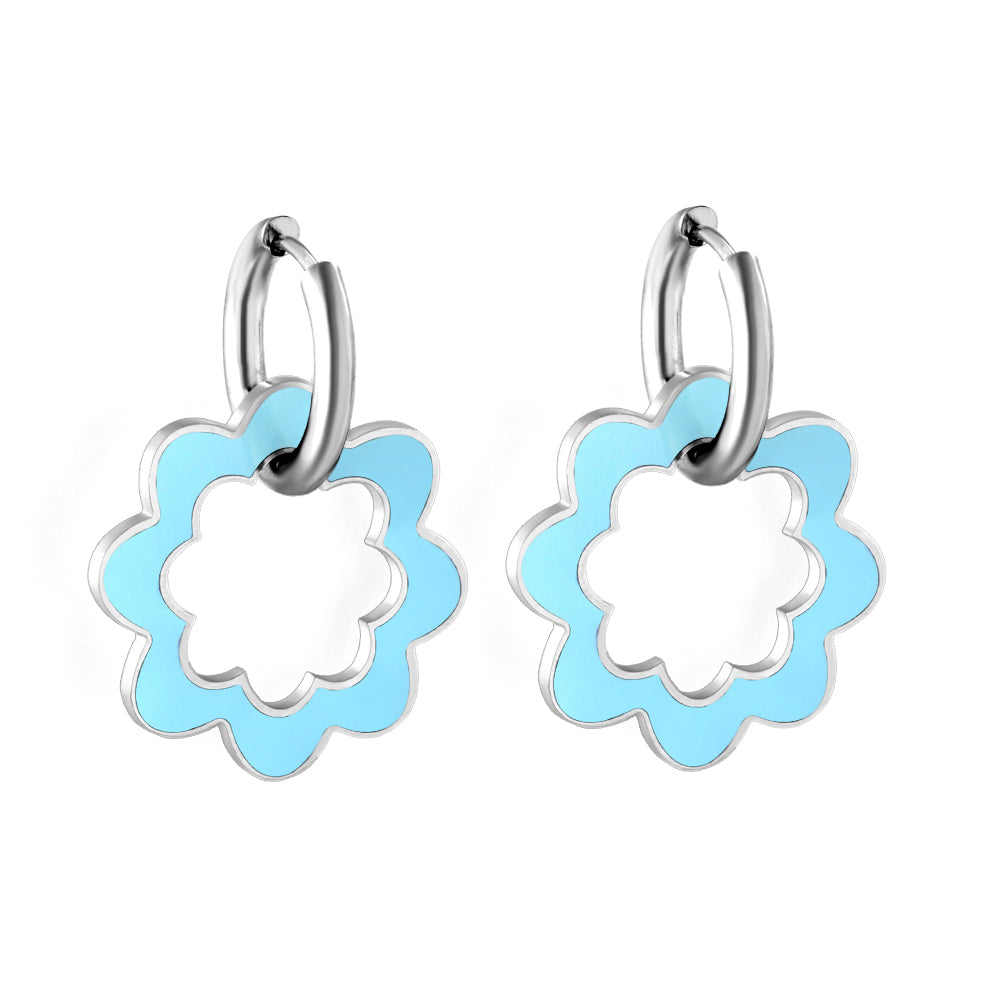 Stainless Steel Circle With Hollow Wreath Earrings For Women asonjewelry