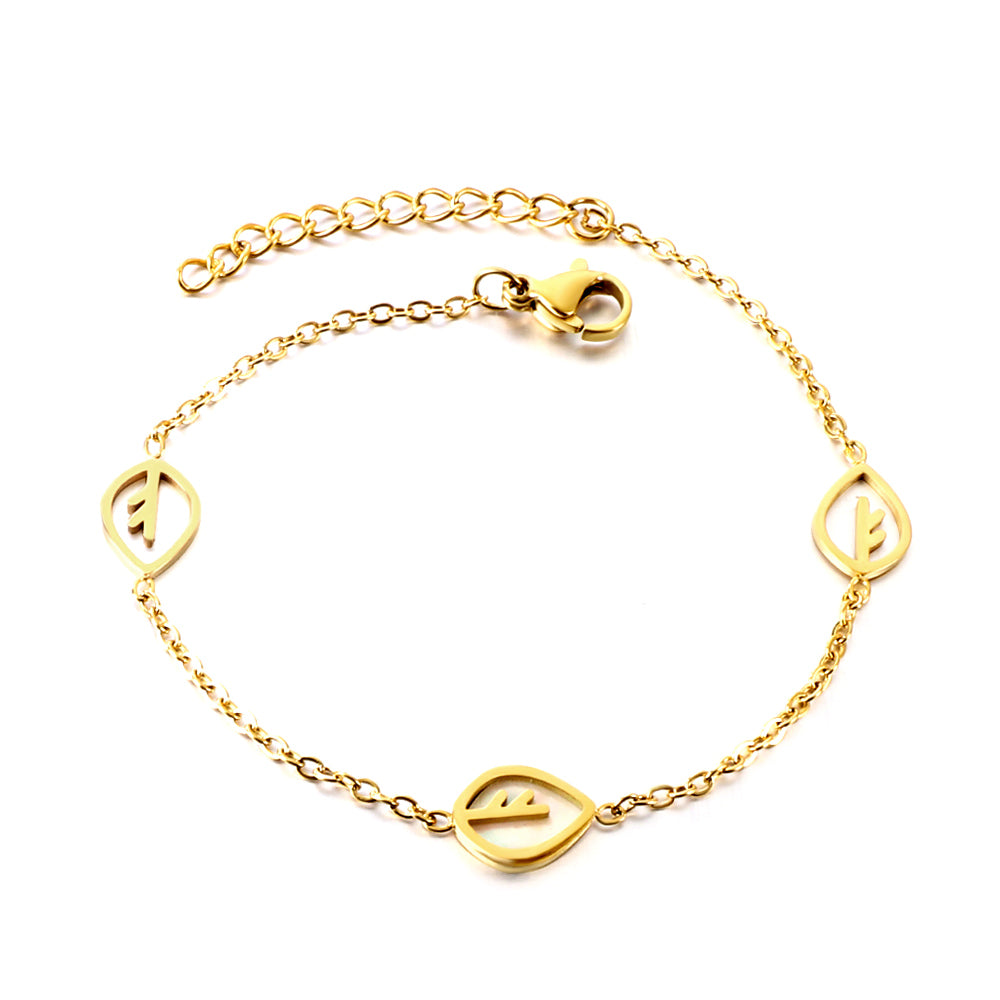 2 Leaves Hollow+A White Shell Leaves Accessories Bracelet