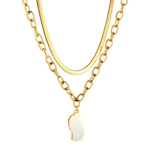 Half-side Boy White Drop Oil Accessory Double Chain Necklace