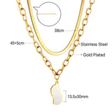 Half-side Boy White Drop Oil Accessory Double Chain Necklace