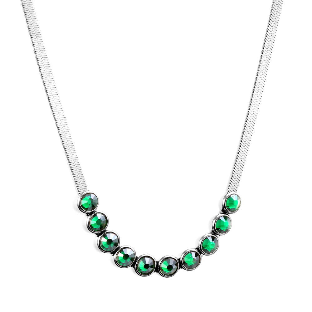 New 10 Green Round With Row Of Diamonds Accessories Necklace asonjewelry