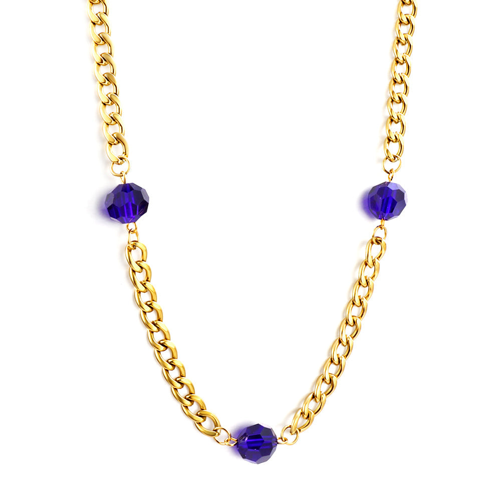 New Fashion 3 Irregular Round Dark Blue Diamonds Necklace asonjewelry