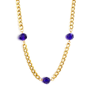 New Fashion 3 Irregular Round Dark Blue Diamonds Necklace