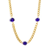 New Fashion 3 Irregular Round Dark Blue Diamonds Necklace