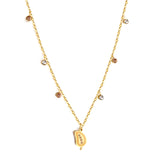New 3 Champagne Diamonds+3 White Diamonds+Mango With Champagne Colored Diamond Necklace