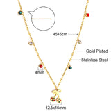 New Fashion 6 Mixed Color Round Diamonds+Cherry Mixed Color Drip Oil Accessory Necklace