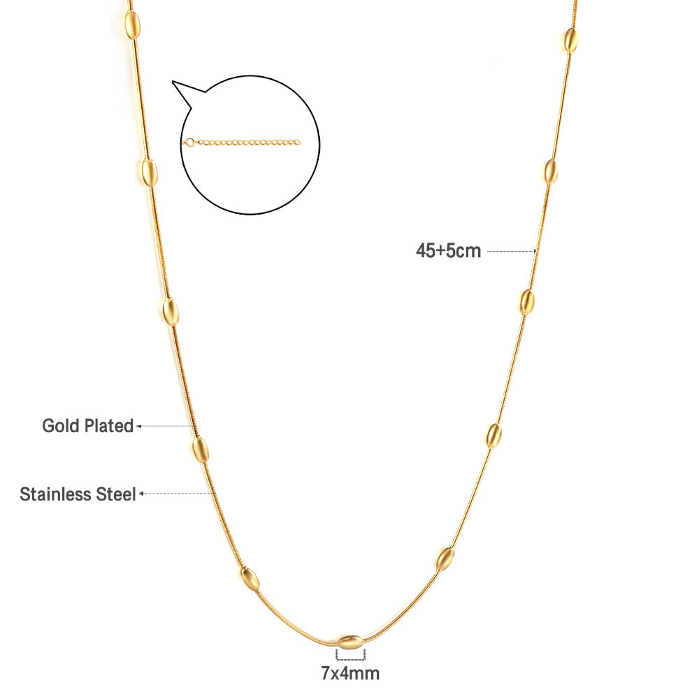 New Stainless Steel Fashion 11 Oval Steel Beads Necklace