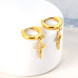Stainless Steel Circle With Flashing Star Earrings For Women
