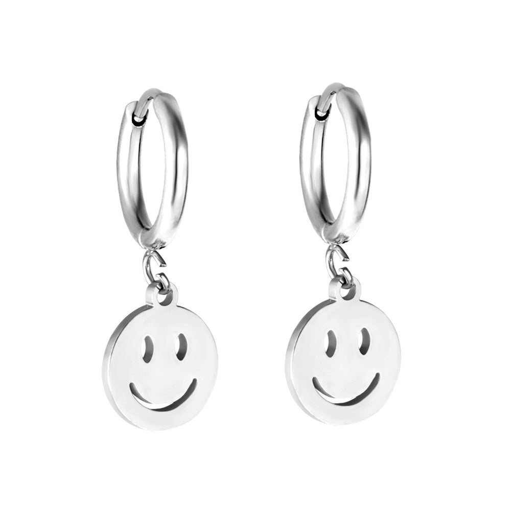 New 1.6x11mm Circle With Smiley Face Earrings asonjewelry