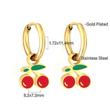New 1.6x11mm Circle With Red Cherry Earrings