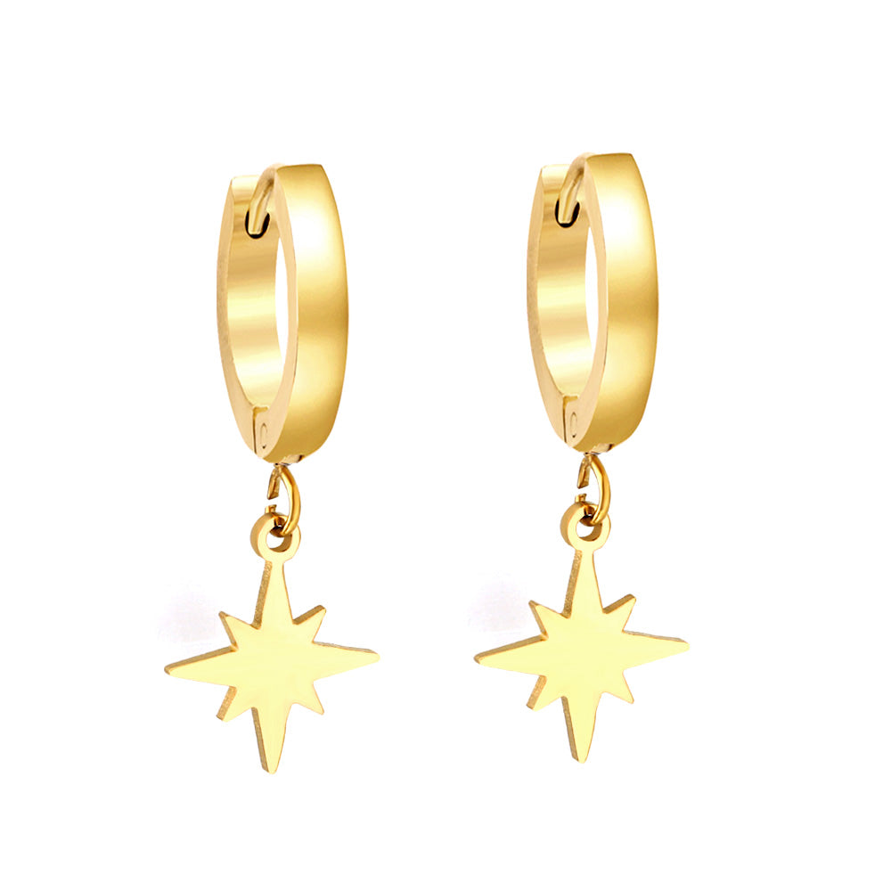 2023 New 1.6x11mm Circle with Lucky Star Earrings