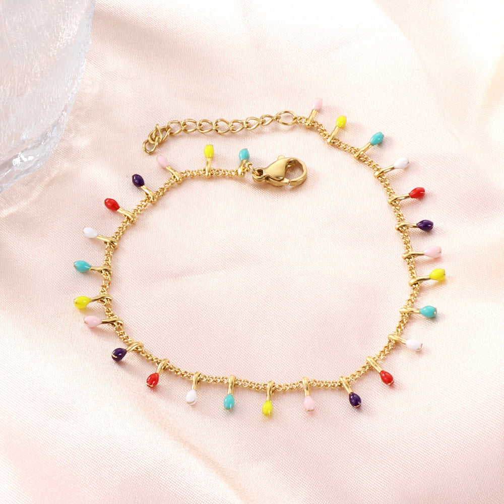 New Mixed Color Oval Oil Drip Bracelet For Women asonjewelry