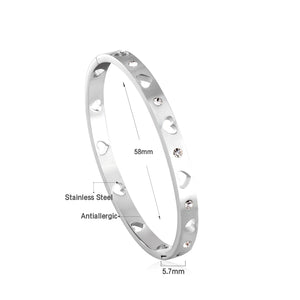 New Fashion Steel Color With Diamonds Hard Bracelet For Women