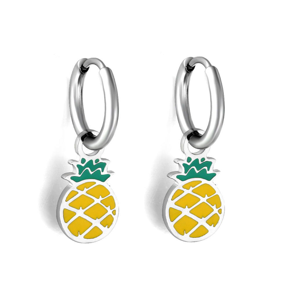 New 1.6x11mm Circle With Mixed Color Pineapple Earrings asonjewelry