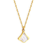2023 New Bud Shape Black And White Shell Pendant With Diamonds Necklace