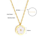 New Fashion Round Black and White Shell Pendant with Diamond Necklace