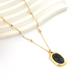 2023 New Rectangular Black Drip Oil Rose Pendant Necklace