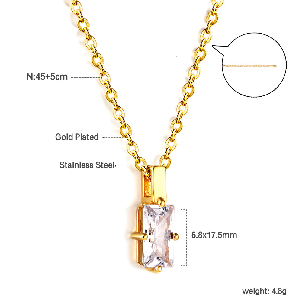 Zirconia pendant necklace with square asonjewelry