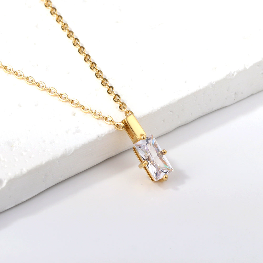 Zirconia pendant necklace with square asonjewelry